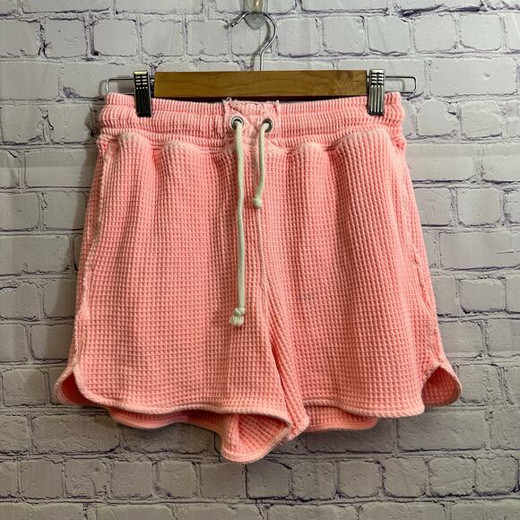 aerie Pants - Aerie Lumber Jane Waffle Knit Shorts Pink Drawstring Women's XS Lounge Comfort